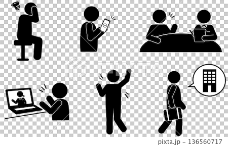 カウンセリングから社会復帰までの流れピクトグラム 136560717