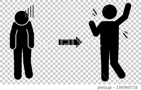 回復して元気になる人のピクトグラム(ビフォーアフター) 回復して元気になる人のピクトグラム(ビフォーアフター) 136560718