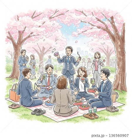 花見をする人 136560907