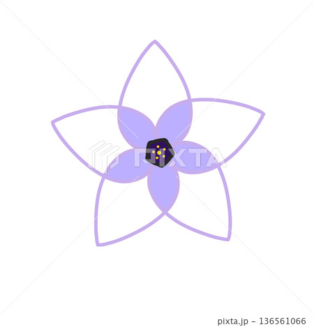 リンドウ（竜胆）の花のシンプルアイコン(白) 136561066