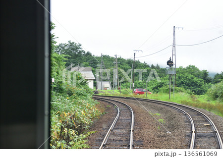 JR北海道函館本線　銀山駅から倶知安駅までの普通列車車窓風景(2023年夏雨) 136561069