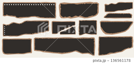 Ripped paper edge texture with torn borders cutout element for scrapbooking and collage style 136561178