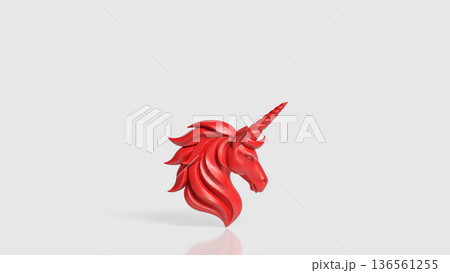 Red Unicorn Symbol Of Passion And Creative Power 3d render. 136561255
