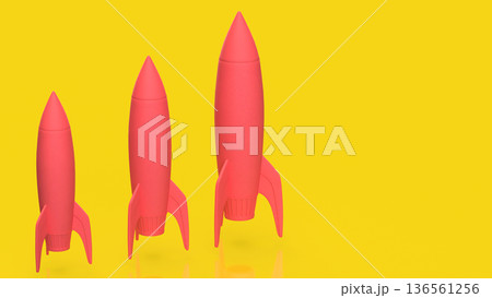 Startup Growth Stages With Three Rocket Launches 3d render. Startup Growth Stages With Three Rocket Launches 3d render. 136561256