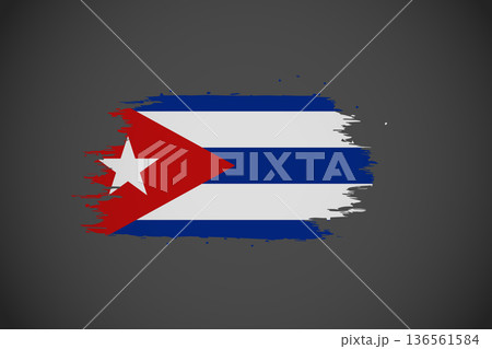 Cuba Flag with Artistic Brushstroke Effect. Cuba Flag with Artistic Brushstroke Effect. 136561584
