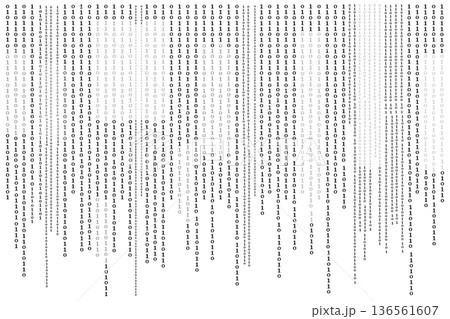 Binary Code Zero One Flowing Downward, Abstract Matrix Digital Art. 136561607