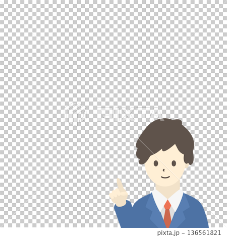 Illustration of a businessman pointing (square, blue suit) Illustration of a businessman pointing (square, blue suit) 136561821