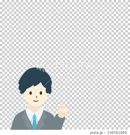 Illustration of a businessman pointing (square, gray suit) Illustration of a businessman pointing (square, gray suit) 136561889