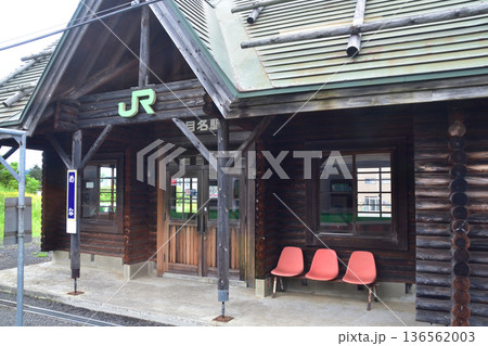 JR北海道函館本線　昆布駅から熱郛駅までの普通列車車窓風景(2023年夏雨) 136562003