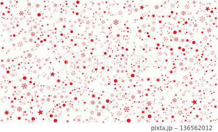 Red Christmas Snowfall Pattern with Stars and Dots Vector Background. 136562012