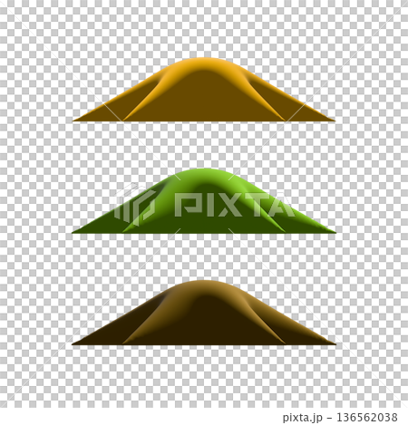 Mountain 3-color set simple illustration cutout material 136562038