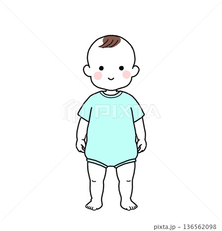 水色の服を着た乳児・赤ちゃんの男の子 136562098