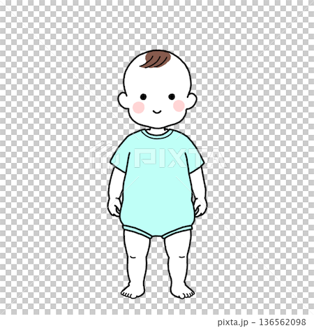 水色の服を着た乳児・赤ちゃんの男の子 136562098