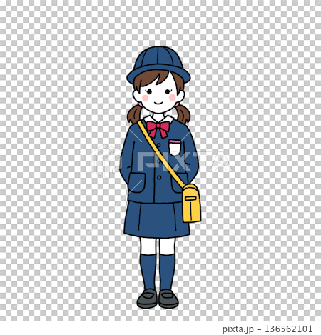 制服を着た幼稚園児・女の子 136562101