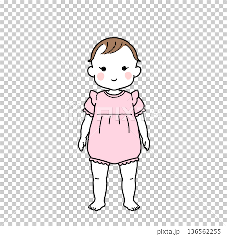 ピンクの服を着た乳児・赤ちゃんの女の子 136562255