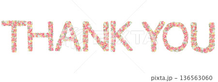 押し花アートのTHANK YOU文字素材|ありがとう・感謝メッセージ・花ロゴデザイン(ピンクフラワー 押し花アートのTHANK YOU文字素材|ありがとう・感謝メッセージ・花ロゴデザイン(ピンクフラワー 136563060