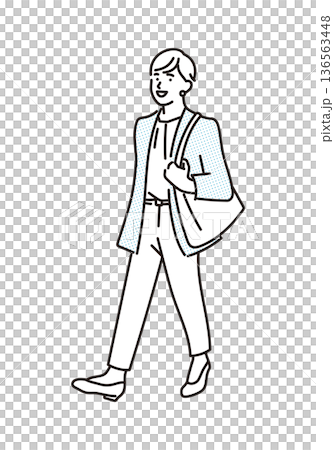 シンプル イラスト 外出するビジネスパーソンの女性のイラスト ビジネスシーン シンプル イラスト 外出するビジネスパーソンの女性のイラスト ビジネスシーン 136563448