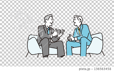 兩個商人交談的簡單插圖，商業場景 136563458
