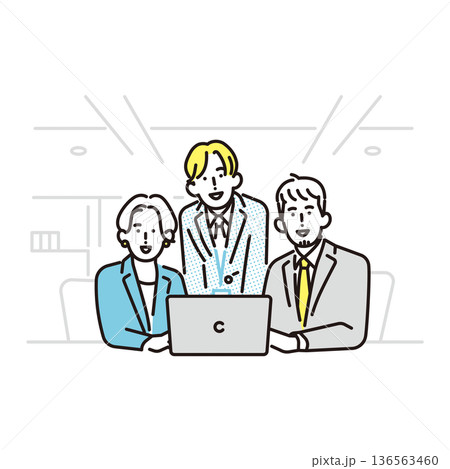 シンプル イラスト 笑顔のビジネスパーソンの男性と女性 ビジネスシーン シンプル イラスト 笑顔のビジネスパーソンの男性と女性 ビジネスシーン 136563460
