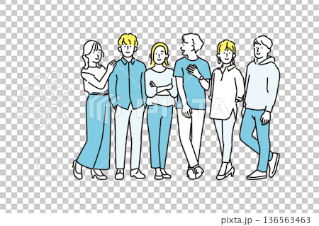 シンプル　イラスト　笑顔のビジネスパーソンの男性と女性　ビジネスシーン 136563463