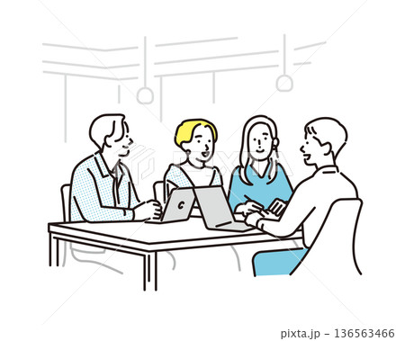 シンプル イラスト ミーティングをするビジネスパーソンの男性と女性 ビジネスシーン シンプル イラスト ミーティングをするビジネスパーソンの男性と女性 ビジネスシーン 136563466