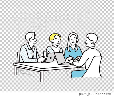 シンプル イラスト ミーティングをするビジネスパーソンの男性と女性 ビジネスシーン シンプル イラスト ミーティングをするビジネスパーソンの男性と女性 ビジネスシーン 136563466