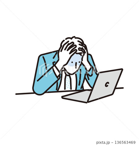 シンプル イラスト 頭を抱えて悩むビジネスパーソンのイラスト ビジネスシーン シンプル イラスト 頭を抱えて悩むビジネスパーソンのイラスト ビジネスシーン 136563469