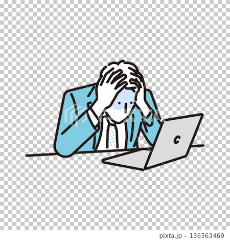シンプル イラスト 頭を抱えて悩むビジネスパーソンのイラスト ビジネスシーン シンプル イラスト 頭を抱えて悩むビジネスパーソンのイラスト ビジネスシーン 136563469