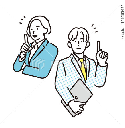 シンプル イラスト 笑顔のビジネスパーソンの男性と女性 ビジネスシーン シンプル イラスト 笑顔のビジネスパーソンの男性と女性 ビジネスシーン 136563475