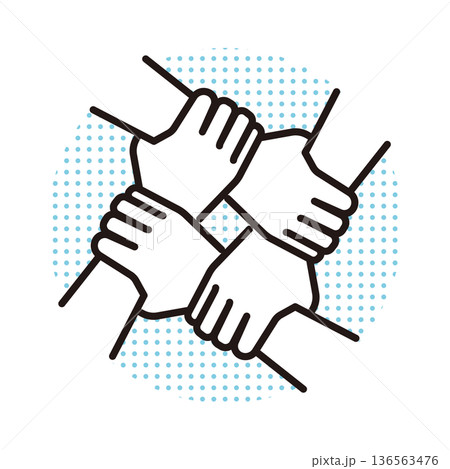 シンプル　イラスト　協力と団結を表す手のアイコンイラスト　ビジネスシーン 136563476