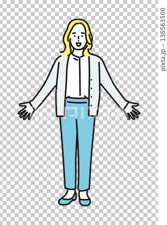 Simple illustration of a smiling business woman in a business scene 136563500