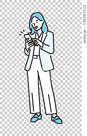 シンプル イラスト スマートフォンを操作するビジネスウーマンのイラスト ビジネスシーン シンプル イラスト スマートフォンを操作するビジネスウーマンのイラスト ビジネスシーン 136563512