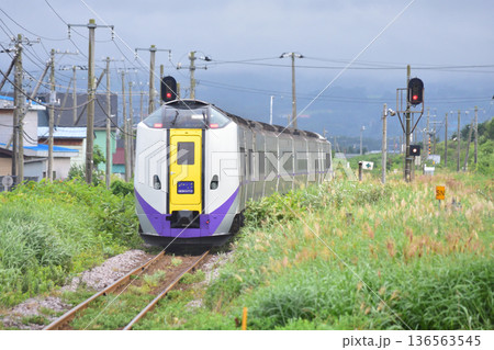 JR北海道函館本線　山崎駅の風景(2023年夏雨) 136563545