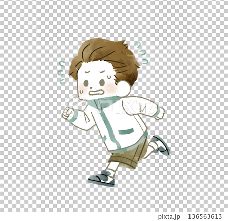 慌てて走っている子供-水彩 136563613