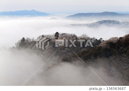 冬の雲海と備中松山城(天空の山城)25083 冬の雲海と備中松山城(天空の山城)25083 136563687