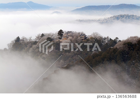 冬の雲海と備中松山城（天空の山城）25086 136563688