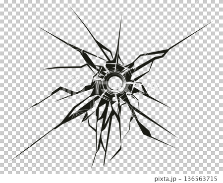 黑色單色彈孔和裂紋插圖 136563715