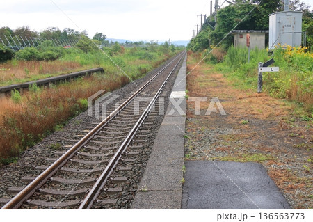 JR北海道函館本線　中ノ沢駅の風景(2023年夏雨) 136563773