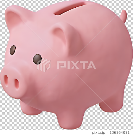 豬仔存錢筒的3D插圖，象徵儲蓄與資產積累 136564051