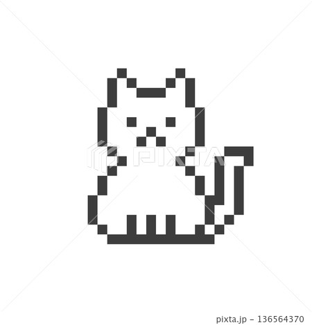 ドット絵のおすわりしている猫 ドット絵のおすわりしている猫 136564370