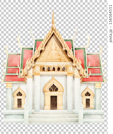 Thai temple watercolor 136564551