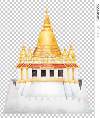 Golden Buddhist Temple Illustration 136564553