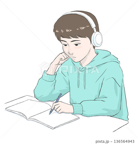 勉強をする男の子のイラスト 勉強をする男の子のイラスト 136564943