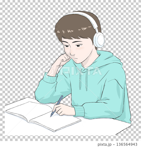 勉強をする男の子のイラスト 勉強をする男の子のイラスト 136564943
