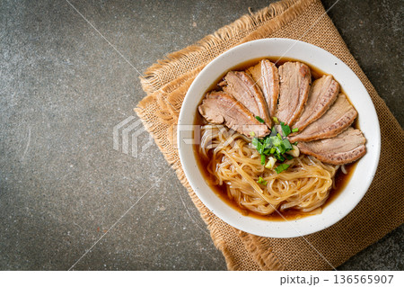 duck noodles with stewed duck soup duck noodles with stewed duck soup 136565907