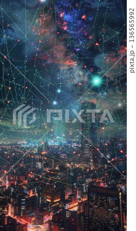 グローバルネットワーク都市の夜景 136565992