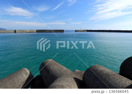 外防波堤のある港の風景 136566045