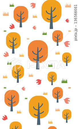 秋の森のイラスト 紅葉の季節の背景イラスト 秋の森のイラスト 紅葉の季節の背景イラスト 136566081