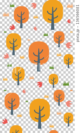秋の森のイラスト 紅葉の季節の背景イラスト 秋の森のイラスト 紅葉の季節の背景イラスト 136566081