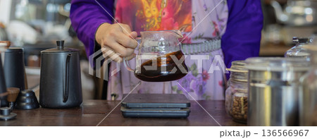 Process drip coffee, Barista start chose coffee bean and Roasting. Process drip coffee, Barista start chose coffee bean and Roasting. 136566967